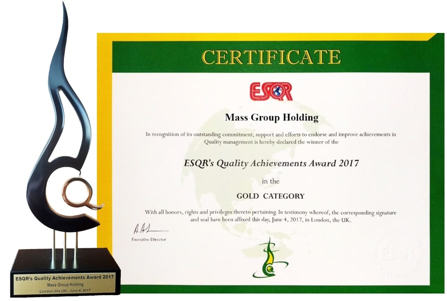 04/6/2017 - Mass Group Holding Ltd. wins European Quality Achievement Award 2017.